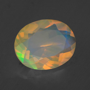 Ópalo multicolor natural de 1,59 ct, corte óvalo, transparente