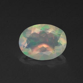 Ópalo multicolor natural de 1,14 ct, corte óvalo, transparente