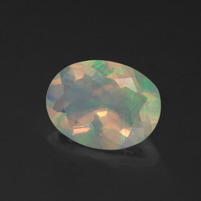 Ópalo multicolor natural de 1,14 ct, corte óvalo, transparente