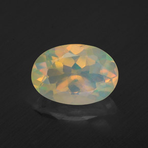 Ópalo multicolor natural de 1,26 ct, corte óvalo, transparente