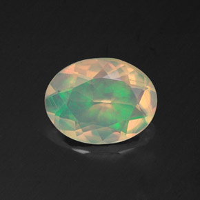 Ópalo multicolor natural de 1,10 ct, corte óvalo, transparente