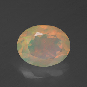 Ópalo multicolor natural de 1,25 ct, corte óvalo, transparente