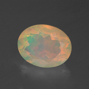 Ópalo multicolor natural de 1,25 ct, corte óvalo, transparente