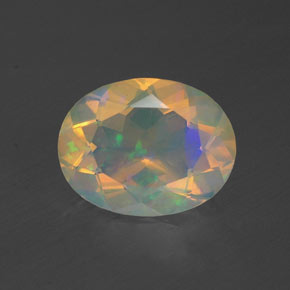 Ópalo multicolor natural de 1,23 ct, corte óvalo, transparente