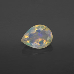 Ópalo multicolor natural de 0,74 ct, en forma de pera, transparente