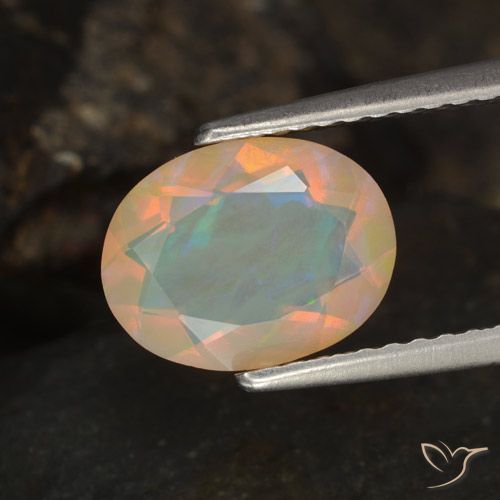 1.09ct Natural Multicolor Ópalo, Ovalada, Transparente