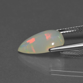 Ópalo blanco natural de 3,53 ct, en forma de pera, transparente