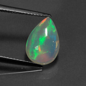 Ópalo multicolor natural de 2,08 ct, en forma de pera, transparente