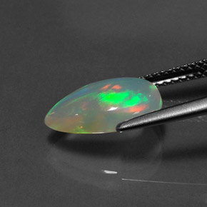 Ópalo multicolor natural de 2,08 ct, en forma de pera, transparente