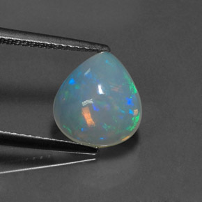 Ópalo multicolor natural de 2,00 ct, en forma de pera, transparente