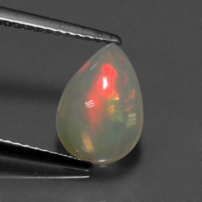 Ópalo multicolor natural de 1,80 ct, en forma de pera, transparente