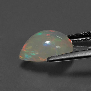 Ópalo multicolor natural de 1,80 ct, en forma de pera, transparente