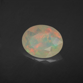 Ópalo multicolor natural de 1,46 ct, corte óvalo, transparente