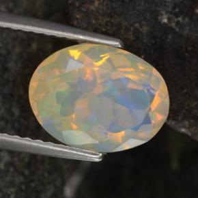 Ópalo amarillo natural de 1,86 ct, corte óvalo, transparente