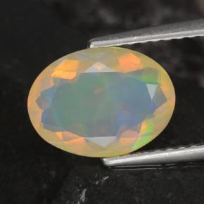 Ópalo multicolor natural de 1,53 ct, corte óvalo, transparente