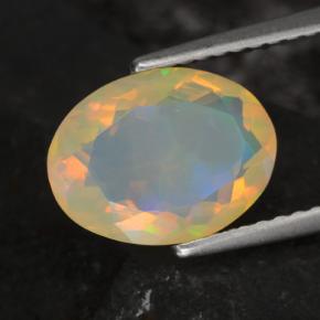 Ópalo multicolor natural de 1,53 ct, corte óvalo, transparente