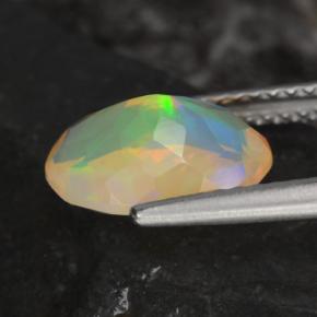 Ópalo multicolor natural de 1,53 ct, corte óvalo, transparente