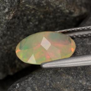 Ópalo multicolor natural de 1,24 ct, corte óvalo, transparente