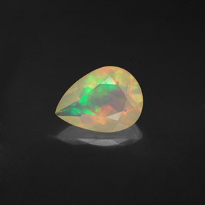 Ópalo multicolor natural de 0,92 ct, en forma de pera, transparente