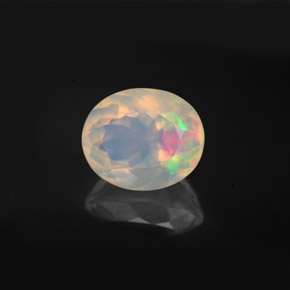 Ópalo multicolor natural de 2,58 ct, corte óvalo, transparente
