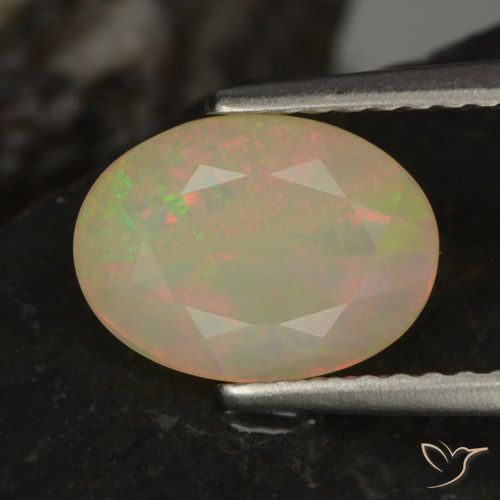 1.14ct Natural Multicolor Ópalo, Ovalada, Translúcido