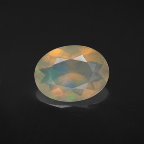 Ópalo multicolor natural de 1,53 ct, corte óvalo, transparente
