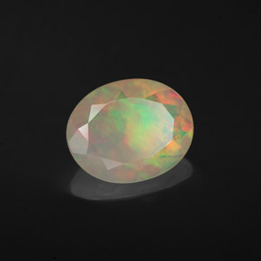 Ópalo multicolor natural de 1,40 ct, corte óvalo, translúcido