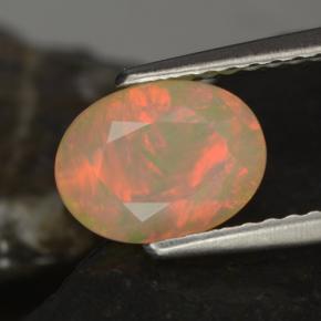 Ópalo multicolor natural de 0,97 ct, corte óvalo, translúcido