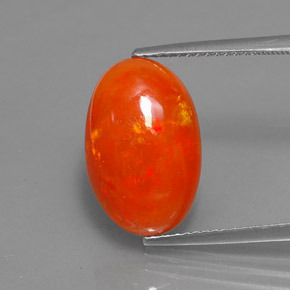 Ópalo naranja natural de 5,33 ct, corte óvalo, translúcido