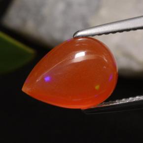 Ópalo Naranja rojo intenso natural de 1.97 ct, En forma de pera, Translúcido