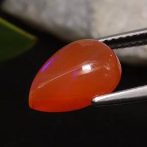 Ópalo Naranja rojo intenso natural de 1.97 ct, En forma de pera, Translúcido