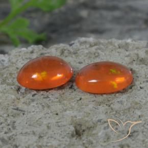 Gemas de Ópalo Naranja rojizo oscuro natural de 1.41 ct, Ovalada, Transparente