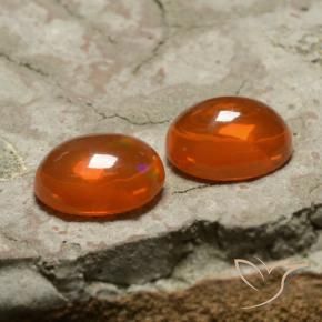 Gemas de Ópalo Naranja fuego natural de 1.81 ct, Ovalada, Transparente