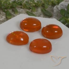 Gemas de Ópalo Naranja fuego natural de 3.82 ct, Ovalada, Transparente
