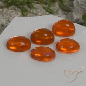 Gemas de Ópalo Naranja fuego natural de 4.79 ct, Ovalada, Transparente
