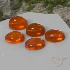 Gemas de Ópalo Naranja fuego natural de 4.79 ct, Ovalada, Transparente
