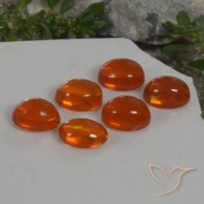 Gemas de Ópalo Naranja medio natural de 3.69 ct, Ovalada, Transparente