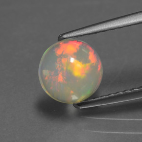 Ópalo multicolor natural de 0,85 ct, corte redondo, transparente