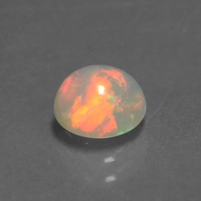 Ópalo multicolor natural de 0,85 ct, corte redondo, transparente