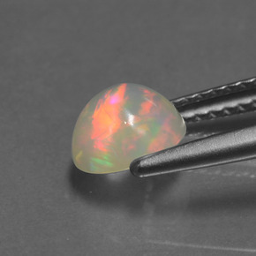 Ópalo multicolor natural de 0,85 ct, corte redondo, transparente