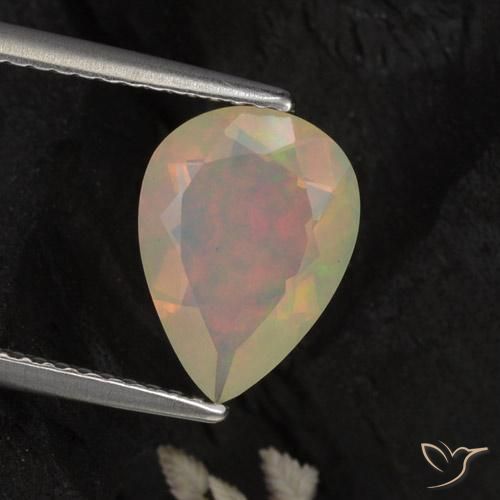 Ópalo Multicolor natural de 1.42 ct, En forma de pera, Translúcido