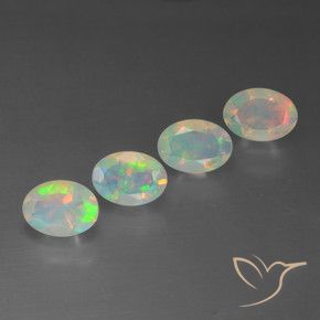 Gemas de Ópalo Multicolor natural de 1.88 ct, Ovalada, Transparente