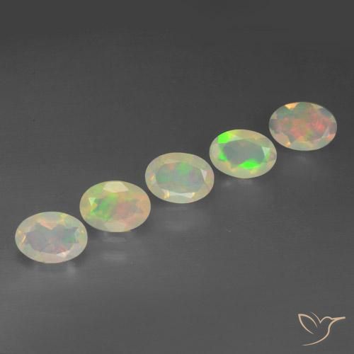 Gemas de Ópalo Multicolor natural de 2.03 ct, Ovalada, Transparente