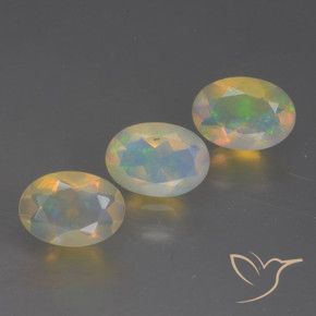 Gemas de Ópalo Multicolor natural de 1.30 ct, Ovalada, Transparente