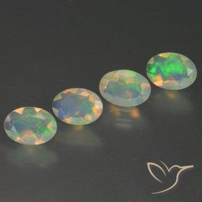 Gemas de Ópalo Multicolor natural de 1.54 ct, Ovalada, Transparente