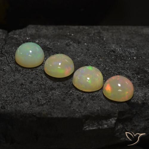 Gemas de Ópalo Multicolor natural de 5.72 ct, Redondo, Translúcido