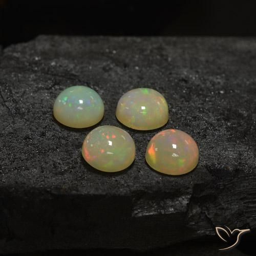 Gemas de Ópalo Multicolor natural de 5.72 ct, Redondo, Translúcido