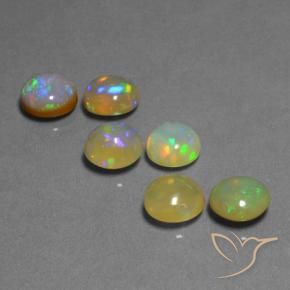 Gemas de Ópalo Multicolor natural de 7.74 ct, Redondo, Translúcido