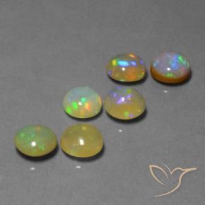Gemas de Ópalo Multicolor natural de 7.74 ct, Redondo, Translúcido