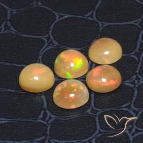 Gemas de Ópalo Multicolor natural de 6.46 ct, Redondo, Translúcido